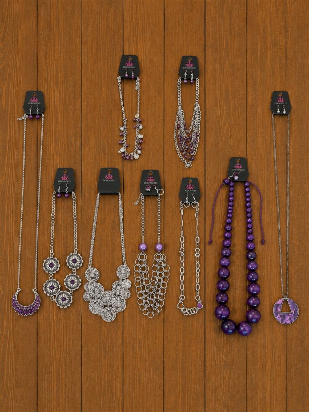Paparazzi Jewelry Lot - 10 Piece Purple Silver Statement Necklace Bundle